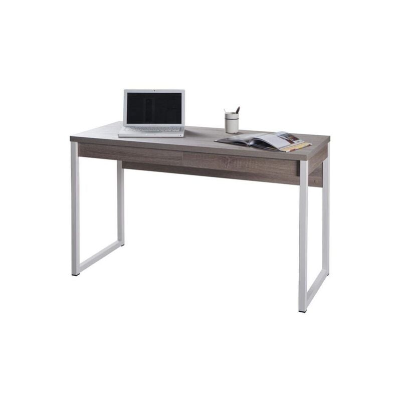 foto del prodotto scrivania disegno con gambe in metallo e 2 cassetti cm.120x50x75h rovere tartufo