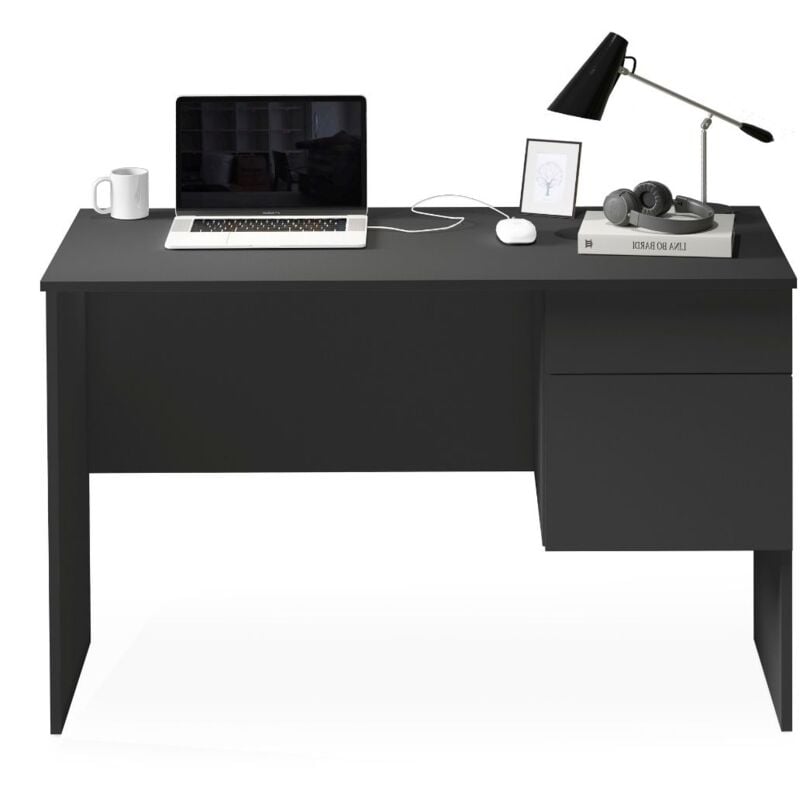 foto del prodotto scrivania easy per ufficio, studio o camera con 1 cassetto e 1 anta, ideale per adulti e bambini, 110x50x75 cm, antracite opaco whous