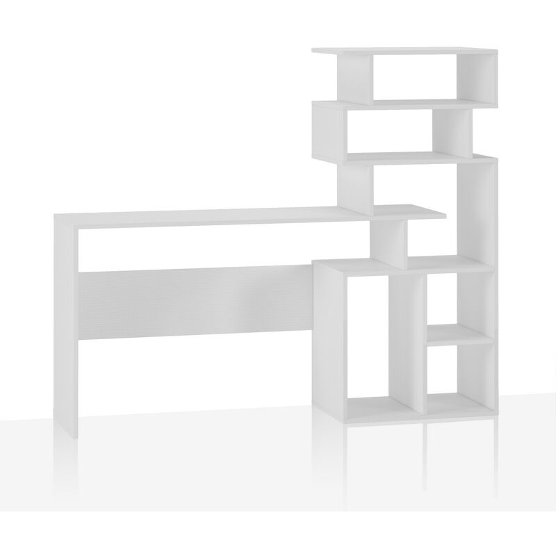 foto del prodotto scrivania effetto legno finitura larice bianco cm. h.135xl.158xp.39,5