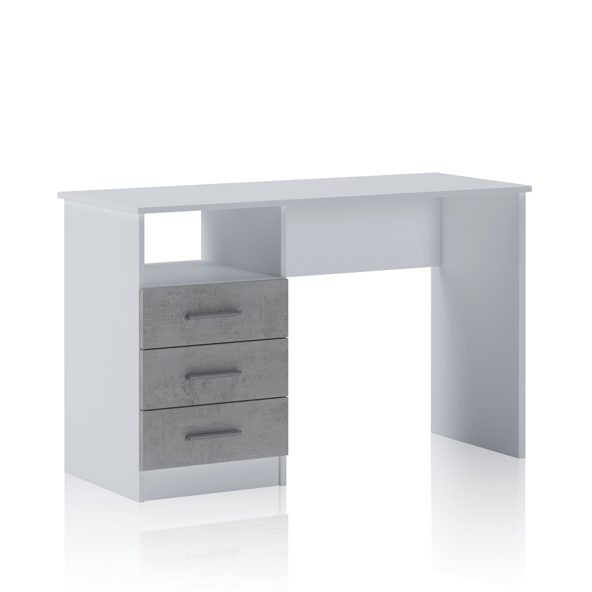 foto del prodotto scrivania effetto legno finitura larice bianco cm. h.75xl.120xp.48