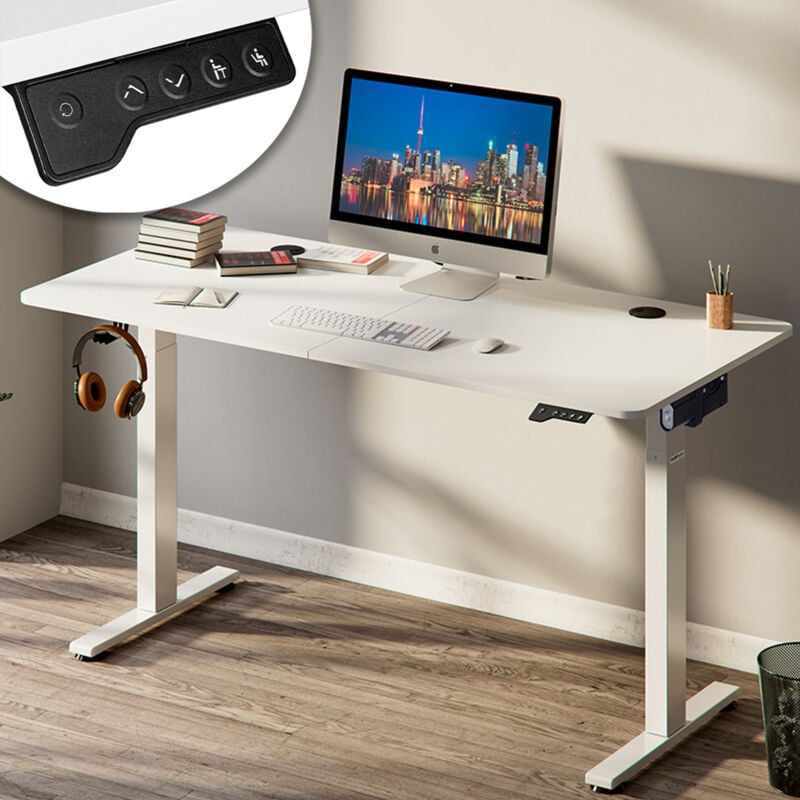 foto del prodotto scrivania elettrica regolabile altezza 140x60x72 117cm bianco console di comando