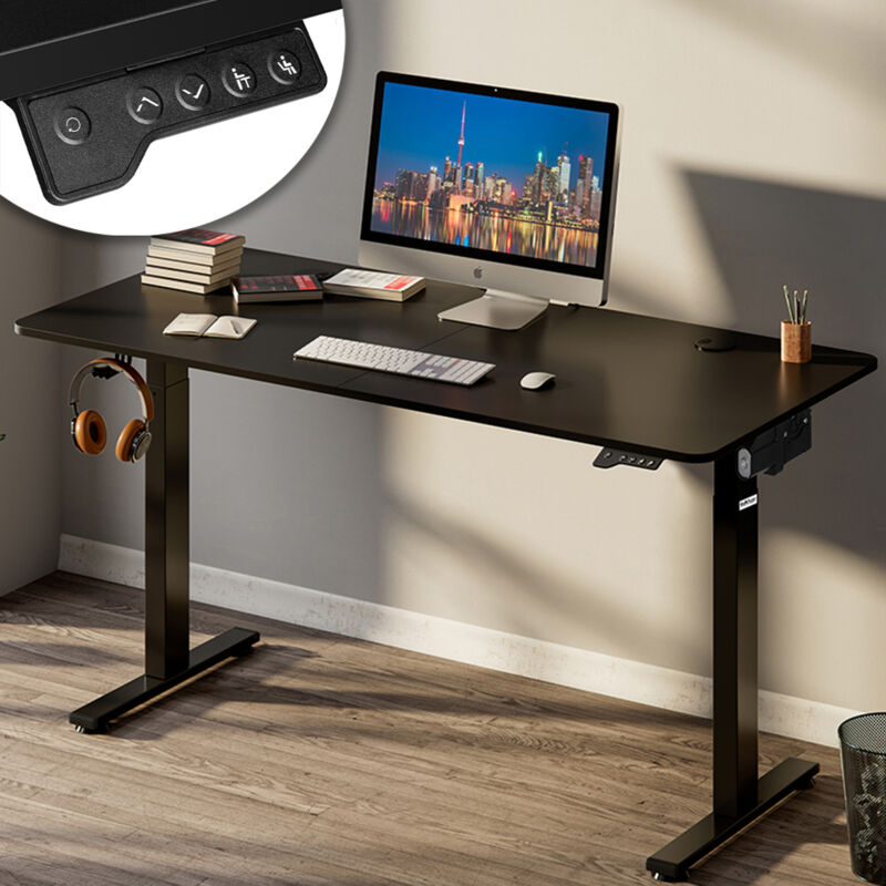 foto del prodotto scrivania elettrica regolabile altezza 140x60x72 117cm nero console di comando
