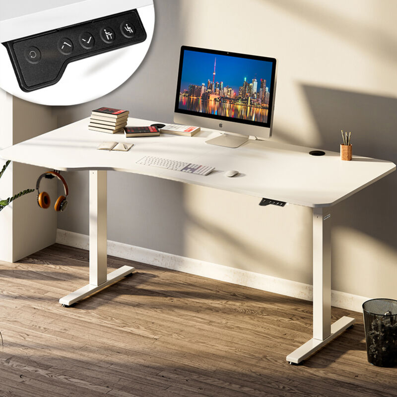 foto del prodotto scrivania elettrica regolabile altezza 160x75x72 117cm bianco console di comando