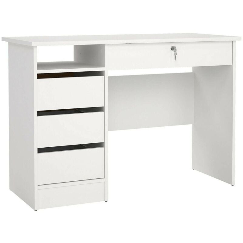 foto del prodotto scrivania eliane, scrittoio multiuso, tavolo per ufficio porta pc, piano di lavoro, 109x49 h76 cm, bianco - dmora