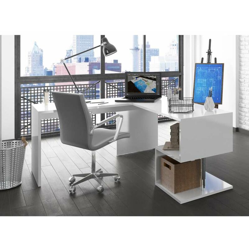 foto del prodotto scrivania esse angolare design moderno bianco lucido