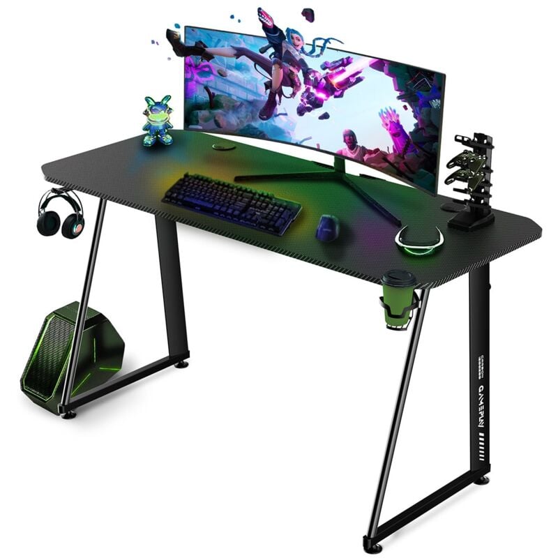 foto del prodotto scrivania gaming ergonomica design moderno acciaio nero carbon black mchaus