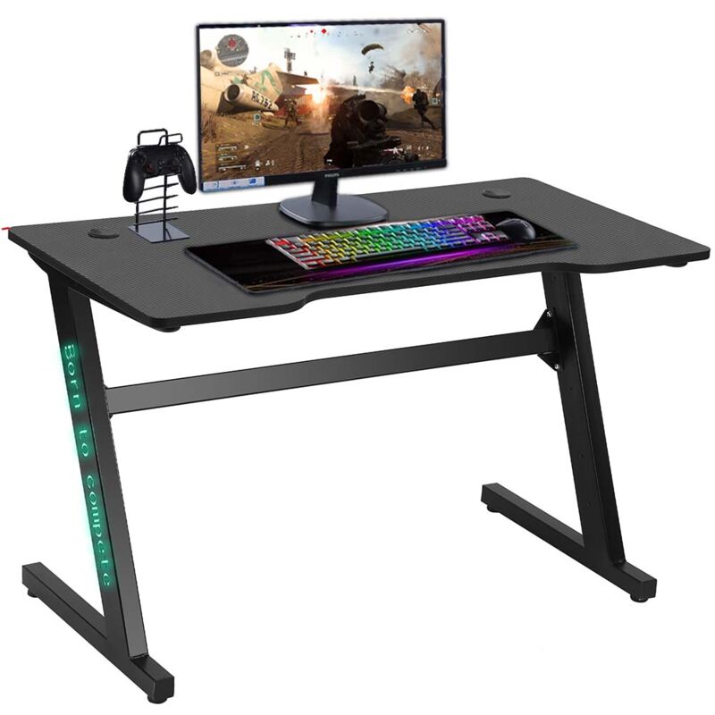 foto del prodotto scrivania gaming porta pc computer con luci led rgb e tappetino mouse pad 80x30