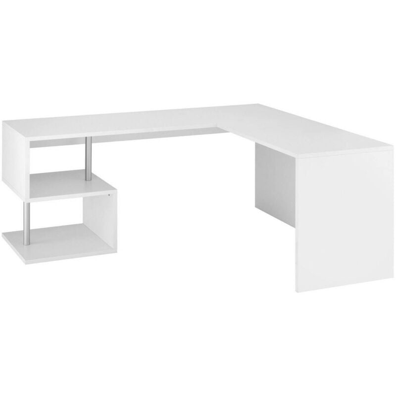 foto del prodotto scrivania giunone, scrittoio lineare porta pc, tavolo multiuso per ufficio, scrivania salvaspazio, 100 made in italy, cm 160x60h78, bianco lucido