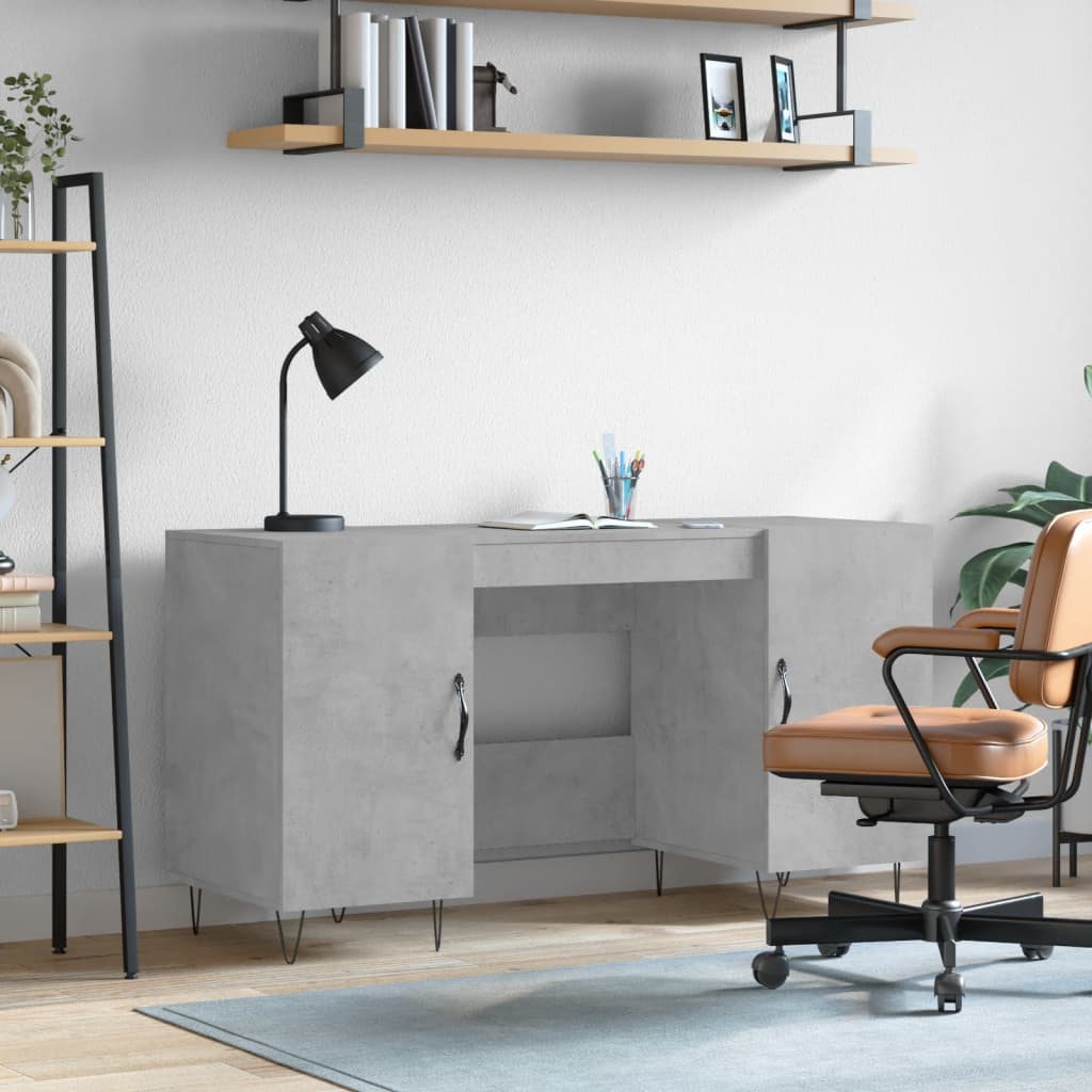 foto del prodotto scrivania grigio cemento 140x50x75 cm in legno multistrato