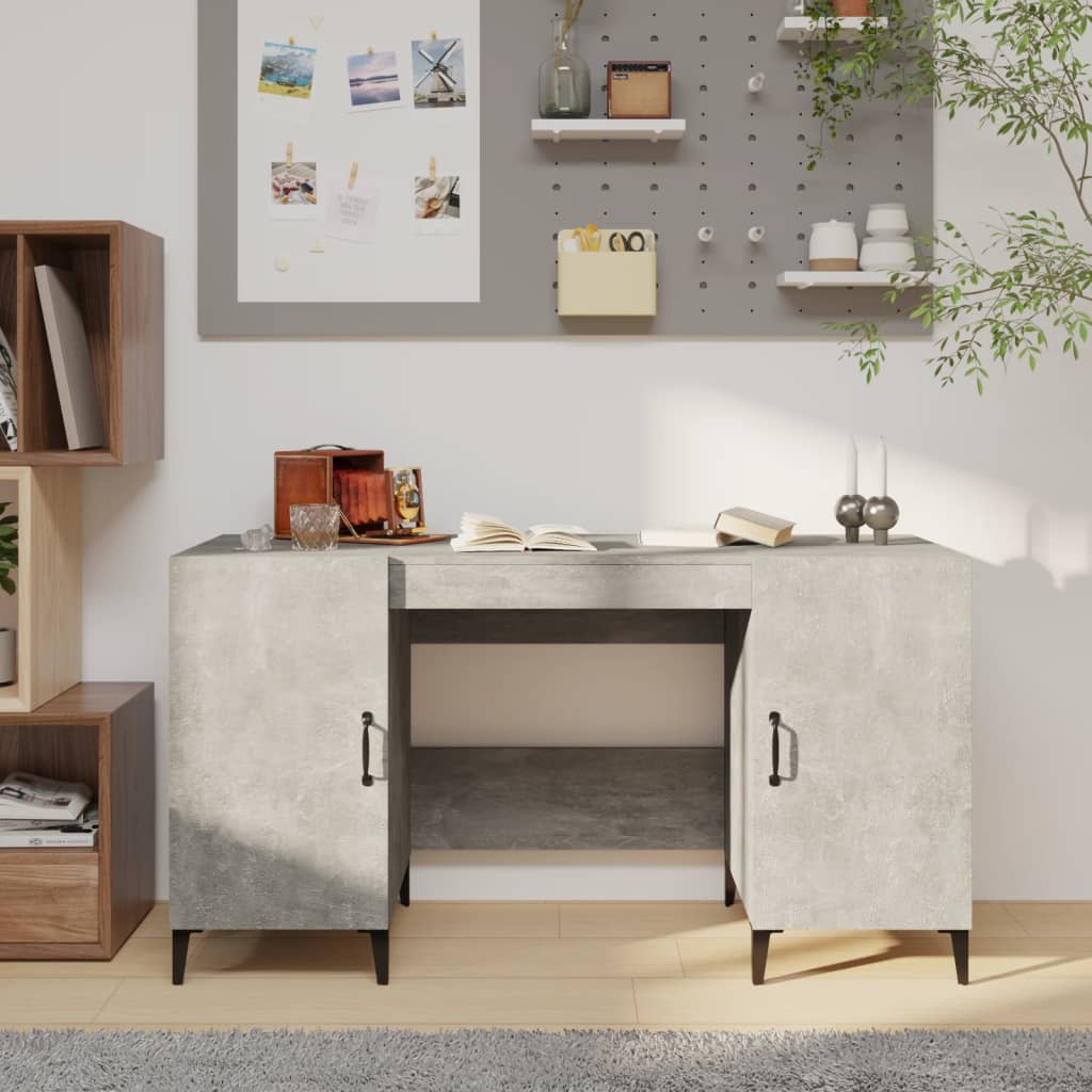 foto del prodotto scrivania grigio cemento 140x50x75 cm in legno multistrato cod mxl 69443