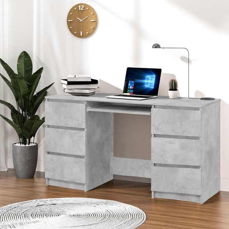 foto del prodotto scrivania grigio cemento 140x50x77 cm in legno multistrato