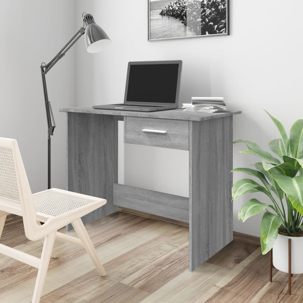 foto del prodotto scrivania grigio sonoma 100x50x76 cm in legno multistrato cod mxl 75453