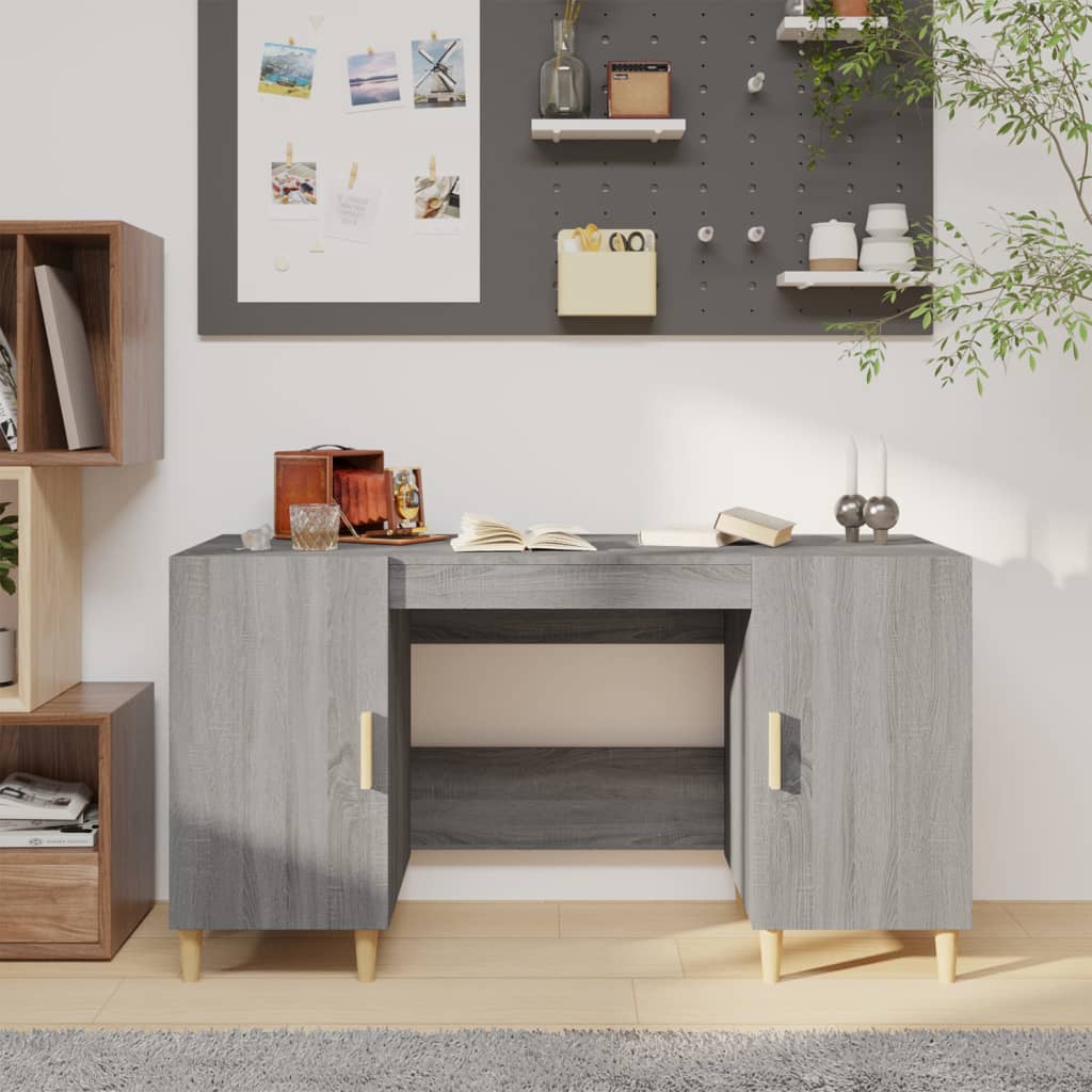 foto del prodotto scrivania grigio sonoma 140x50x75 cm in legno multistrato cod mxl 65751