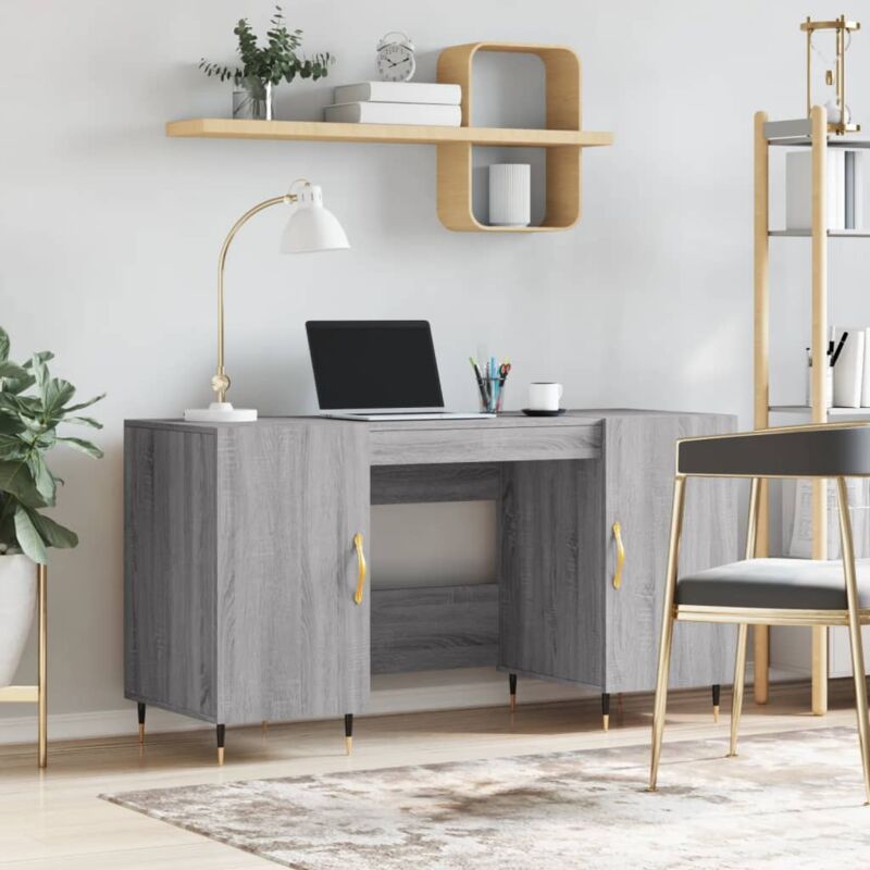 foto del prodotto scrivania grigio sonoma 140x50x75 cm in legno multistrato vidaxl