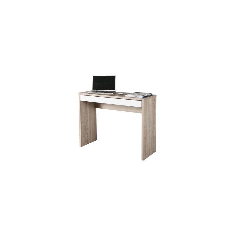 foto del prodotto scrivania in kit cm. 100x40x80h casino rovere sonoma e bianco laccato