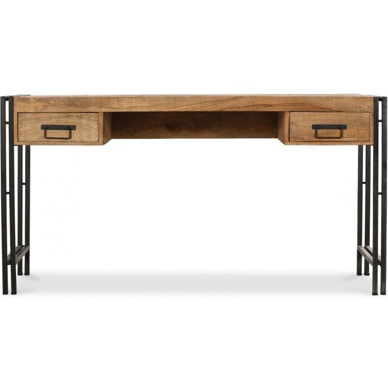foto del prodotto scrivania in legno con cassetti stile industriale onawa legno naturale