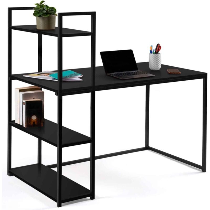 foto del prodotto scrivania libreria nera di design industriale delson