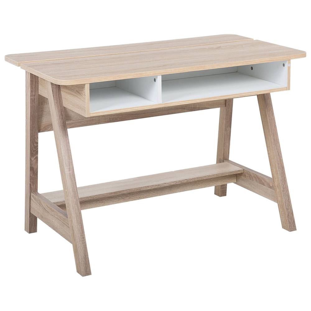 immagine 0 del prodotto scrivania luce legno 110 x 60 cm 2 ripiani poggiapiedi scandinavo