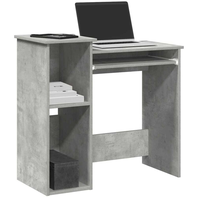 foto del prodotto scrivania mensole grigio cemento 84x40x78 cm legno multistrato vidaxl