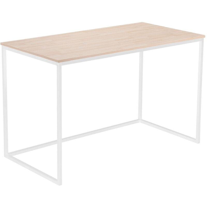 foto del prodotto scrivania mia tavolo da studio 120x60x75cm colore rovere gambe in metallo bianco ufficio soggiorno sala da pranzo scrivania in stile