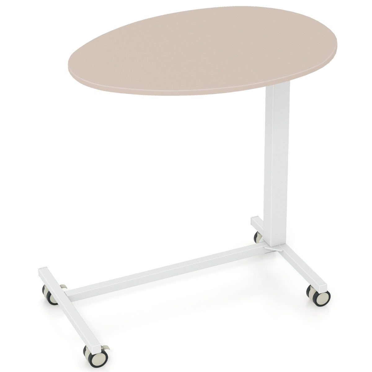 foto del prodotto scrivania mobile sit-stand scrivania con rotelle regolabile in altezza con cilindro pneumatico scrivania con ruote bloccabili rosa bianco 20 0007965