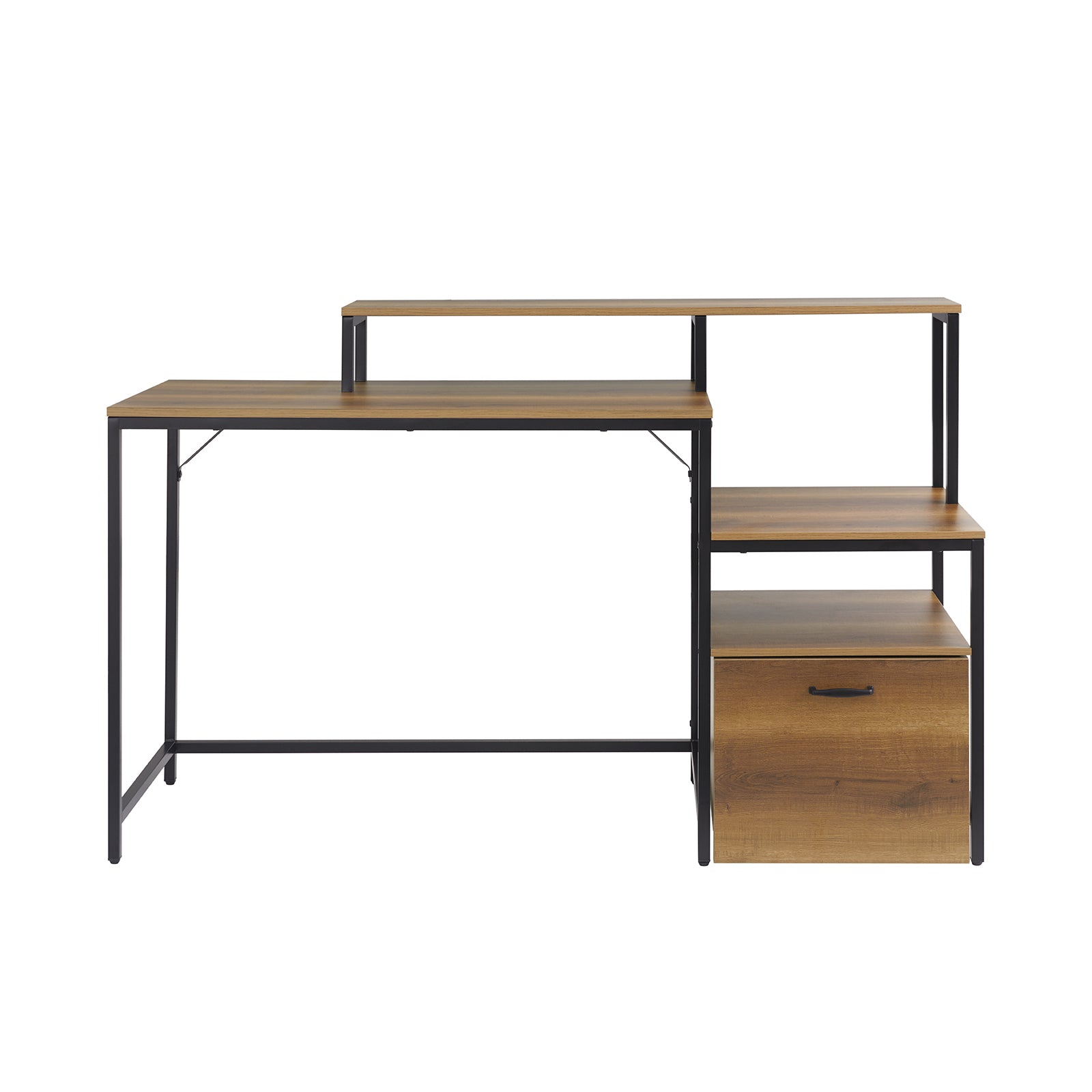 foto del prodotto scrivania multifunzionale con cassetto tavolo da lavoro con ripiani naturale 143x50x90 cm fwt103 pf