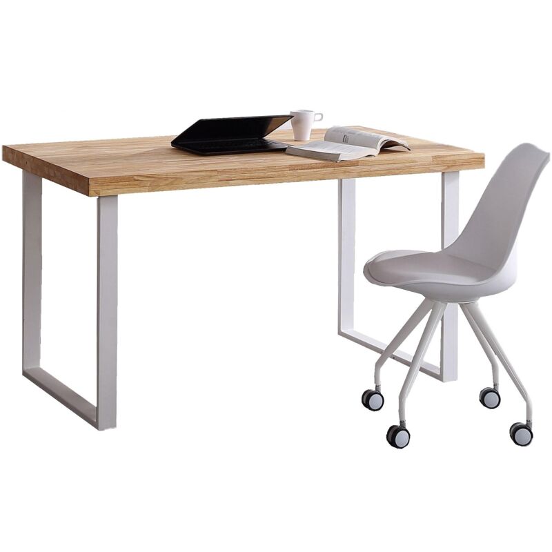 foto del prodotto scrivania natural stile nordico tavolo da studio ufficio sala da pranzo soggiorno 120 x 60 x 73 cm piano colore rovere nordico spessore