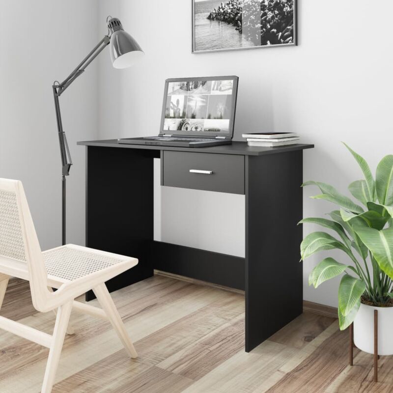 foto del prodotto scrivania nera 100x50x76 cm in legno multistrato vidaxl