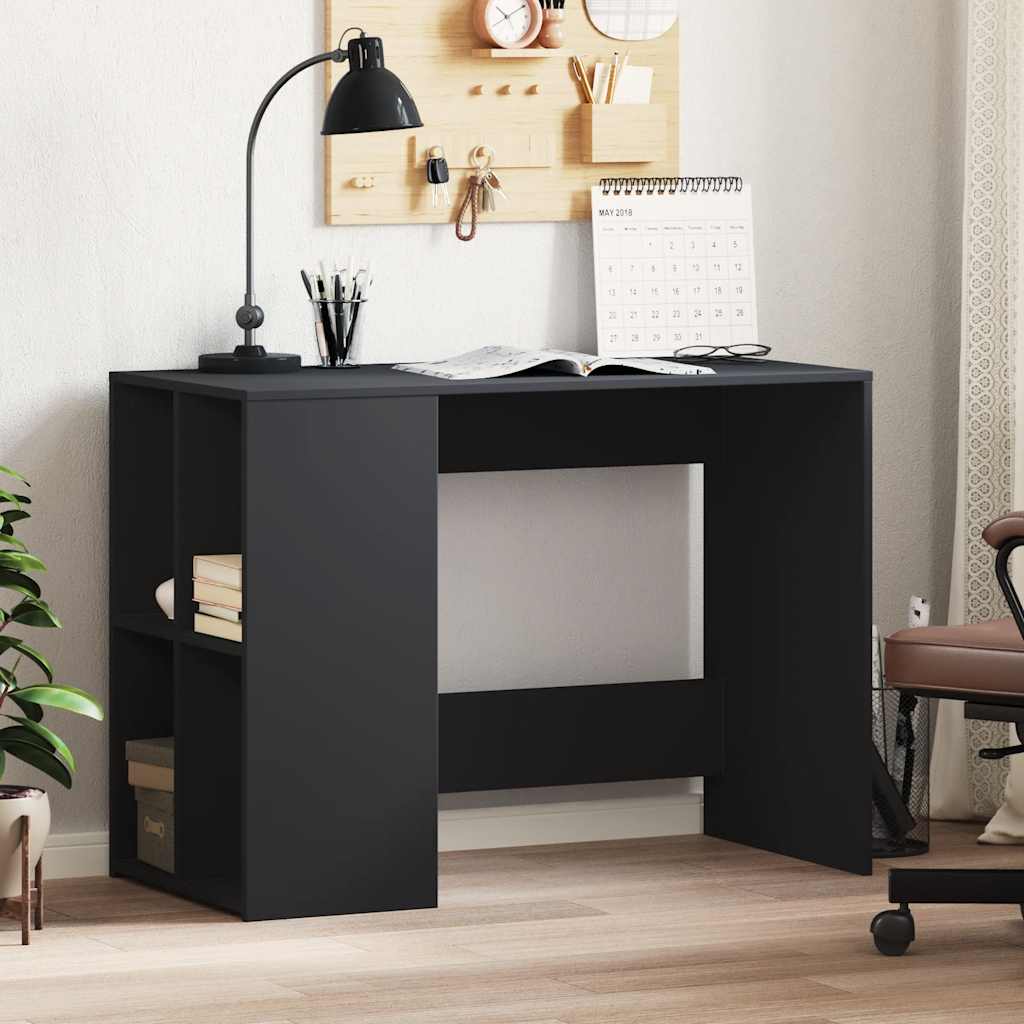 foto del prodotto scrivania nera 102x50x75 cm in legno multistrato