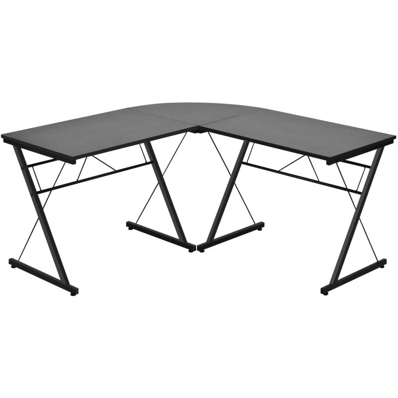 foto del prodotto scrivania per computer a forma di l staccabile ad angolo reversibile 150x150x76 cm nera
