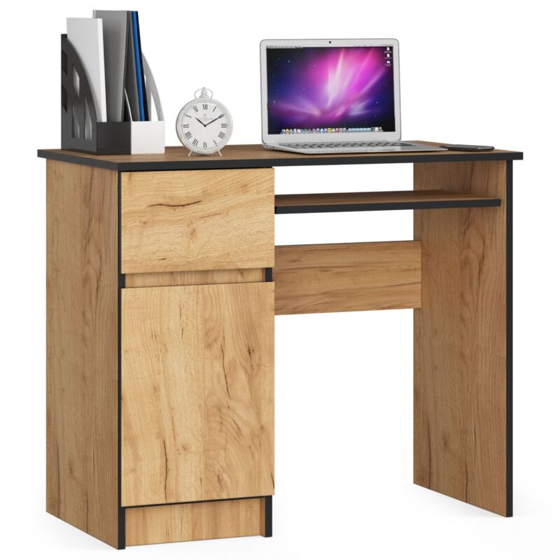 foto del prodotto scrivania per computer akord piksel quercia craft 90 cm 1 anta 1 cassetto 90x50x77 cm modello a sinistra