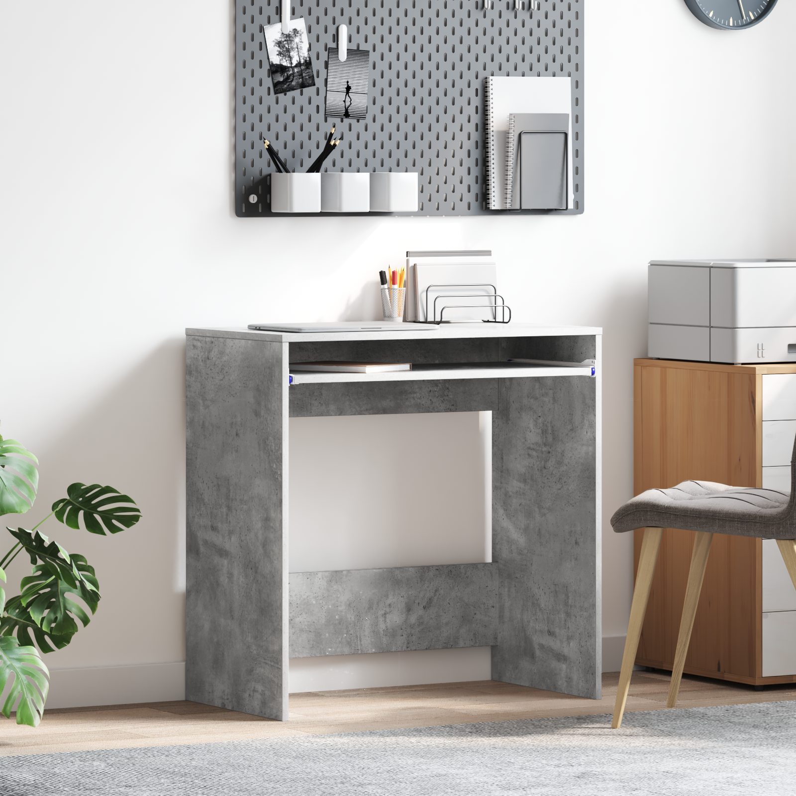 foto del prodotto scrivania per computer grigio cemento truciolare