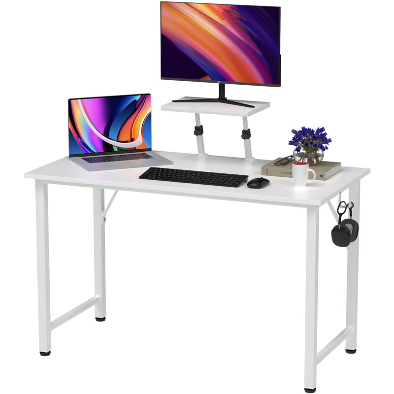foto del prodotto scrivania per computer haloyo , scrivania da tavolo, grande piano d appoggio per ufficio domestico, 100x50x75cm, bianco