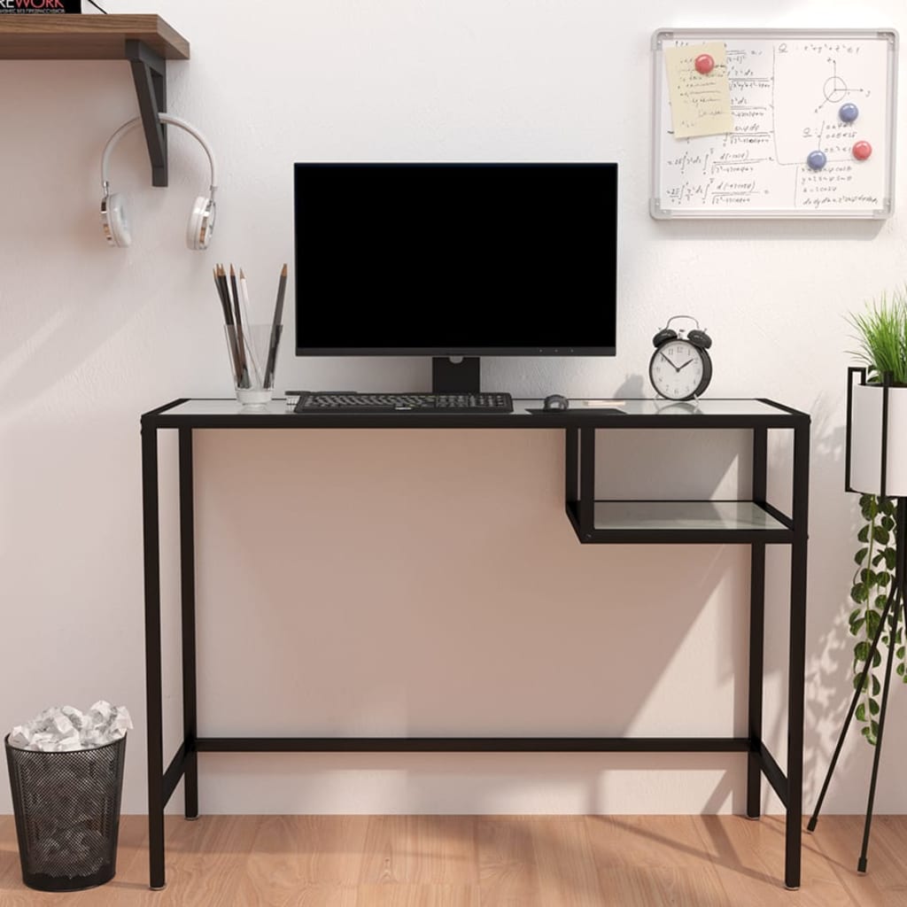 foto del prodotto scrivania per computer marmo bianco 100x36x74cm vetro temperato cod mxl 69890