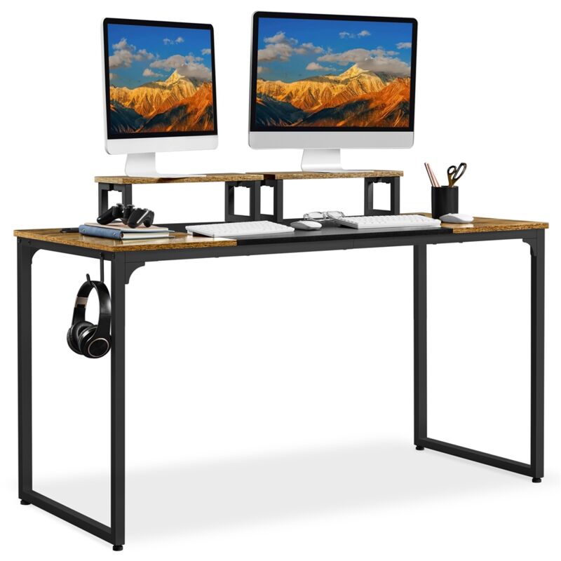 foto del prodotto scrivania per computer tavolo porta pc postazioni di lavoro mobile da ufficio studio tavolo per laptop in stile industriale 140 x 60 x 89 cm