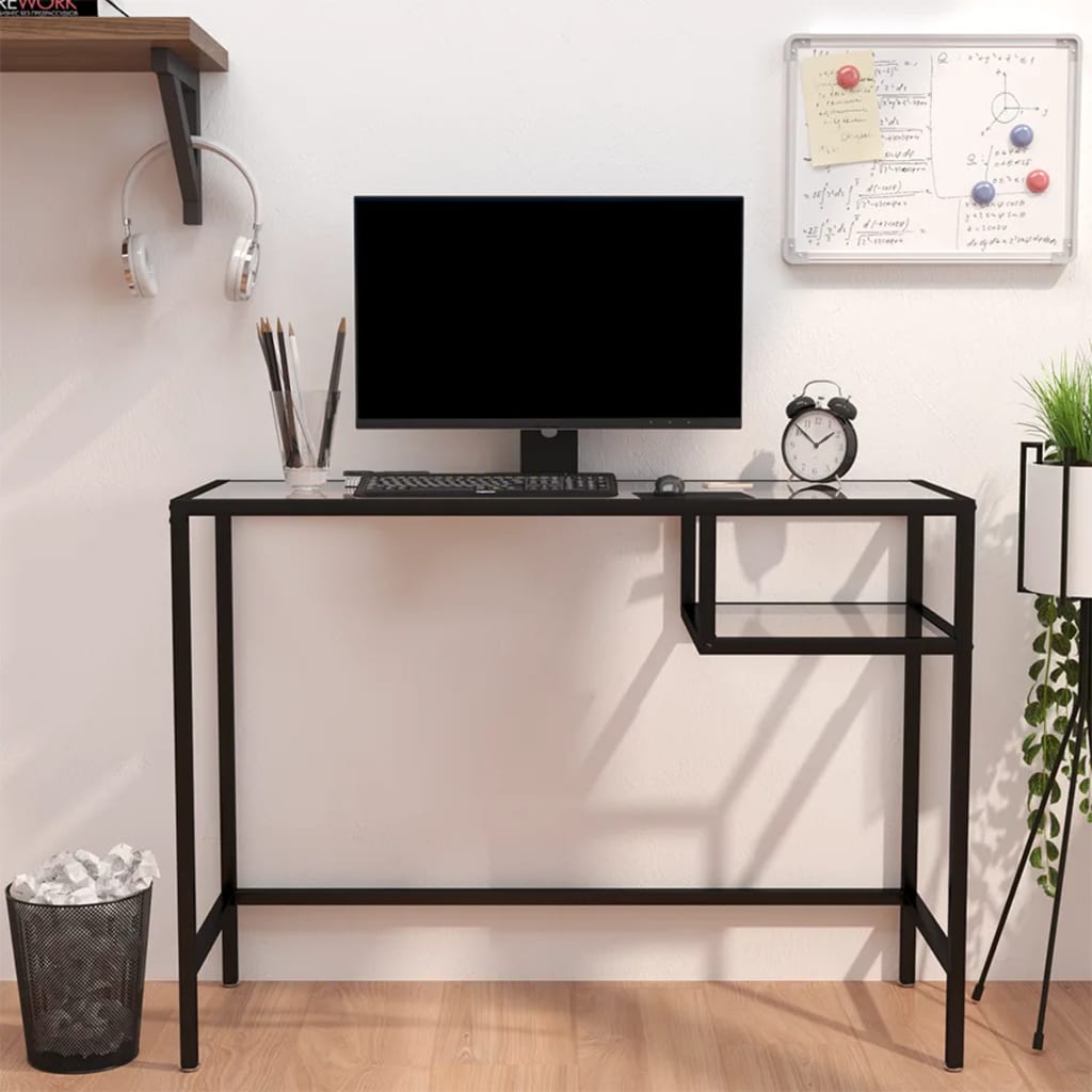foto del prodotto scrivania per computer trasparente 100x36x74 cm in vetro cod mxl 71640