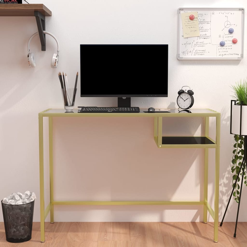 foto del prodotto scrivania per computer trasparente 100x36x74 cm vetro temperatocod mxl 79907
