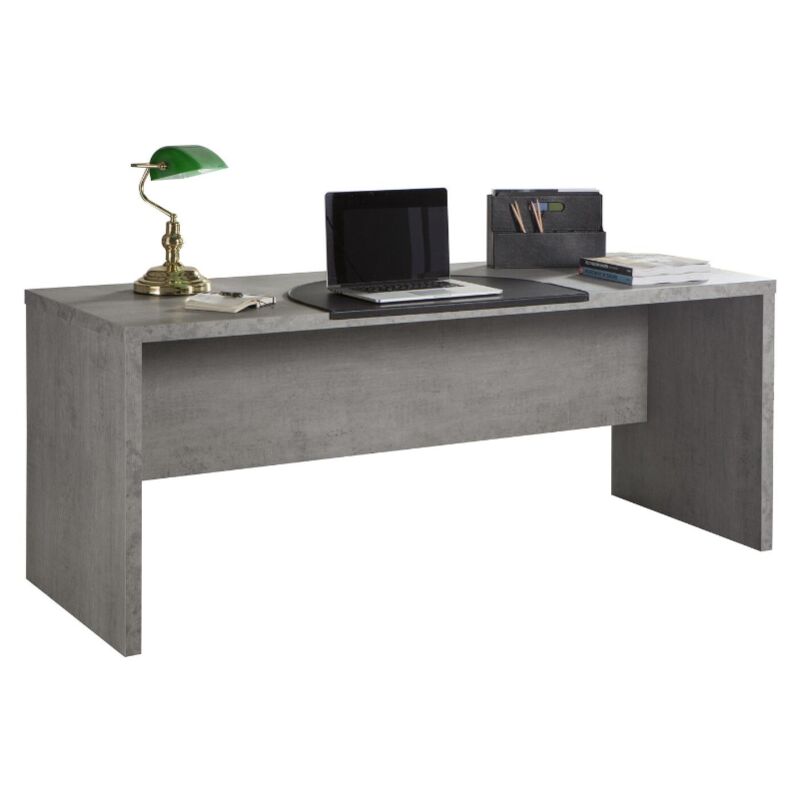 foto del prodotto scrivania per ufficio, studio e casa design moderno in legno nobilitato color cemento linea pratico l 180 cm