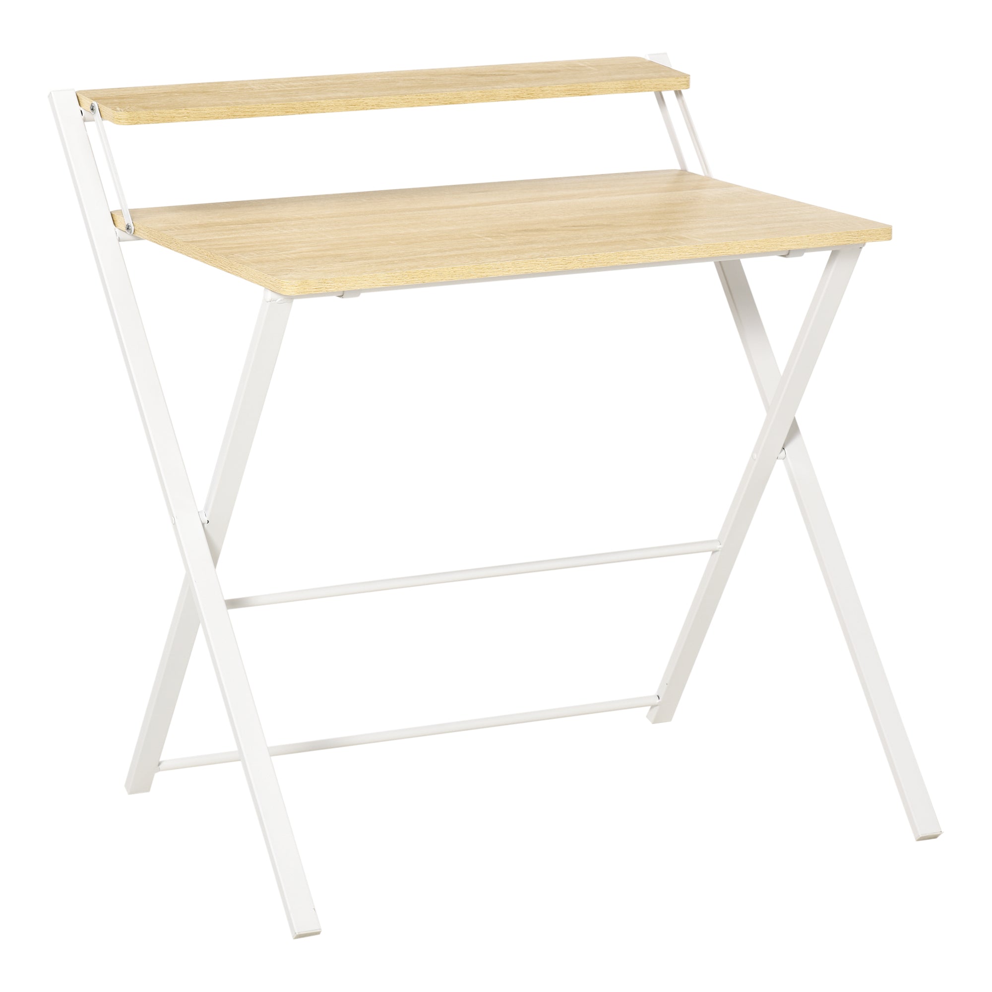 foto del prodotto scrivania pieghevole 81,5x70x84 cm in metallo e truciolare bianco