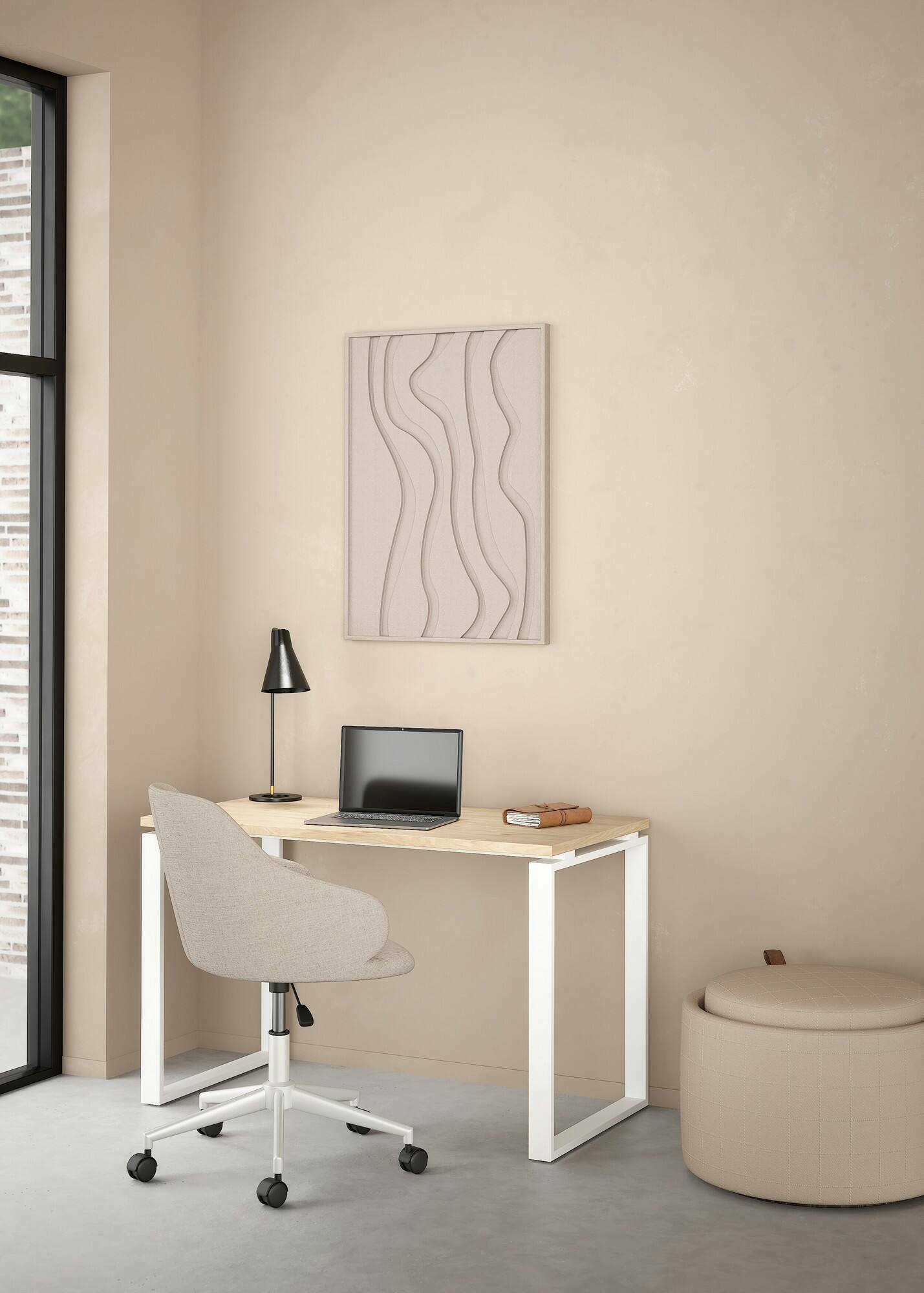 foto del prodotto scrivania pierrot, scrittoio multiuso, tavolo per ufficio porta pc, piano di lavoro, 120x60 h76 cm, rovere e bianco