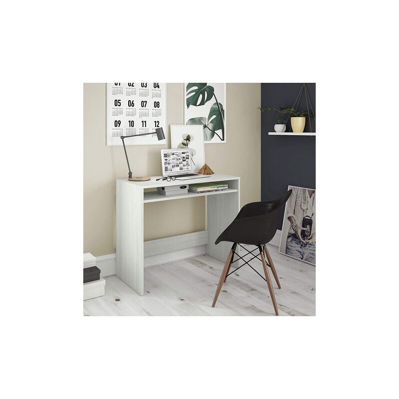 foto del prodotto scrivania porta computer star cm.79x43x78h con ripiano fisso bianco alpes