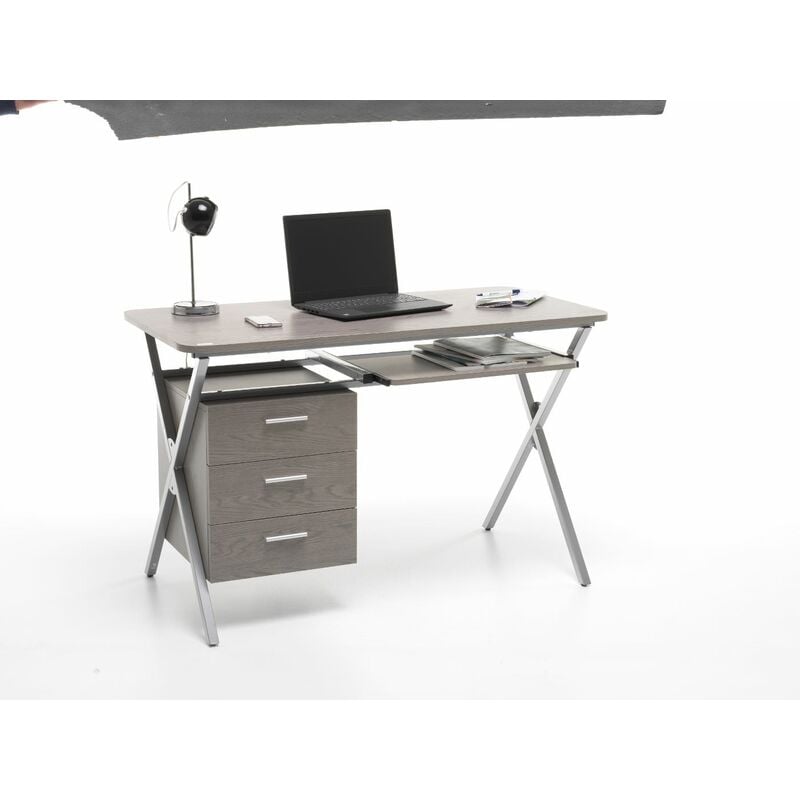 foto del prodotto scrivania porta pc mod. folder colore grigio misura 120x60 cm piano in mdf