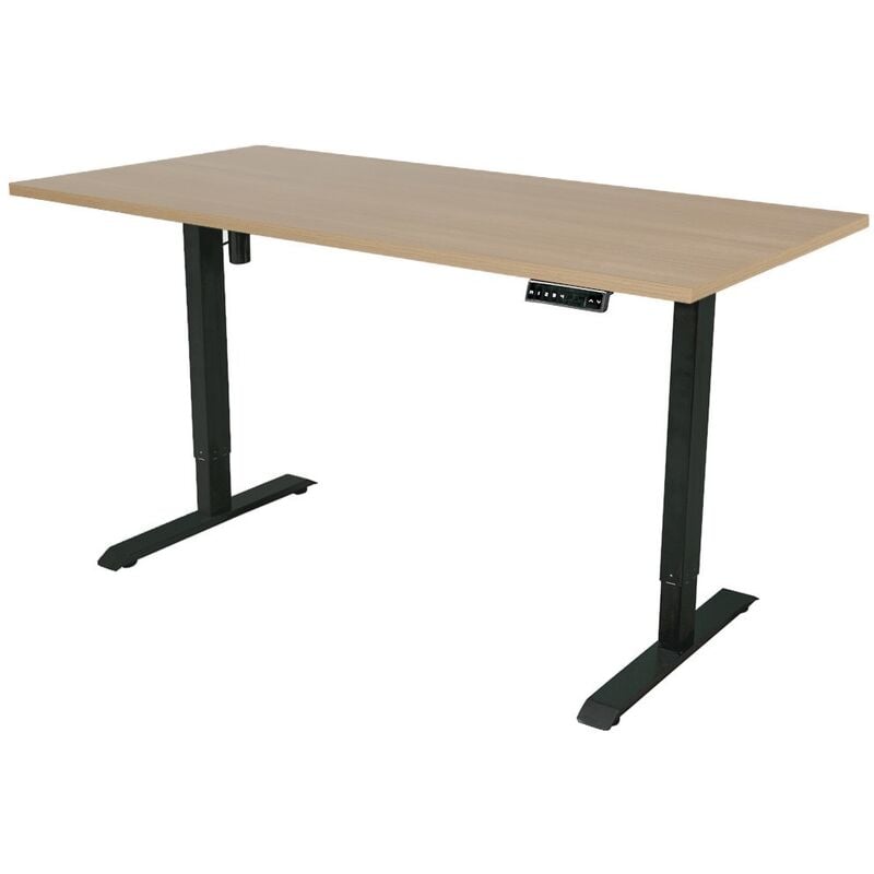 foto del prodotto scrivania regolabile elettricamente 180x80 cm motore singolo nero rovere