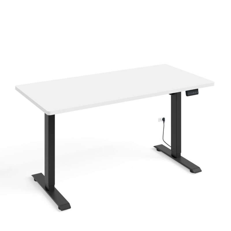 foto del prodotto scrivania regolabile in altezza elettricamente 140x70 nero bianco opaco