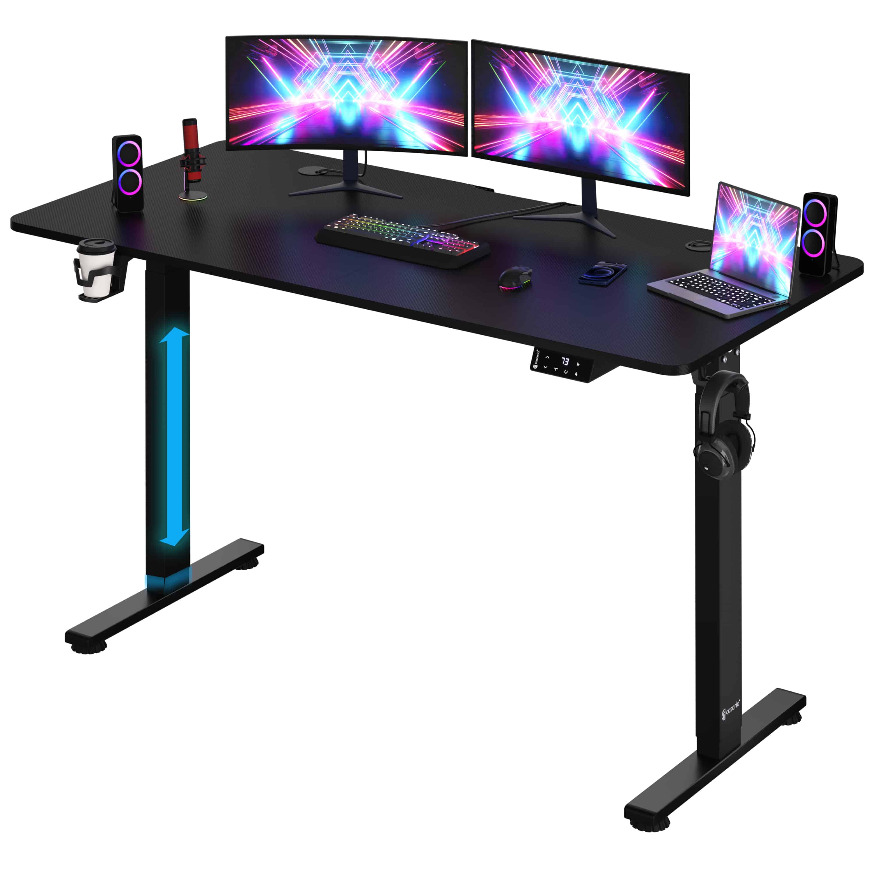 foto del prodotto scrivania regolabile in altezza nero 140x60x73 118cm