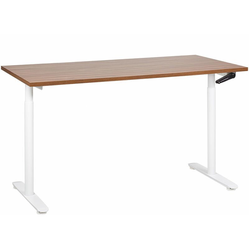 foto del prodotto scrivania regolabile manualmente legno scuro e bianco 160 x 72 cm destinas