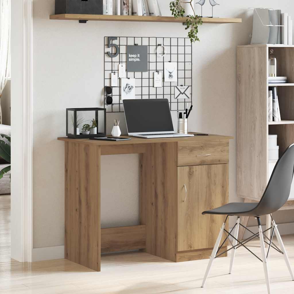 foto del prodotto scrivania rovere artigianale 100x50x76 cm in legno multistrato
