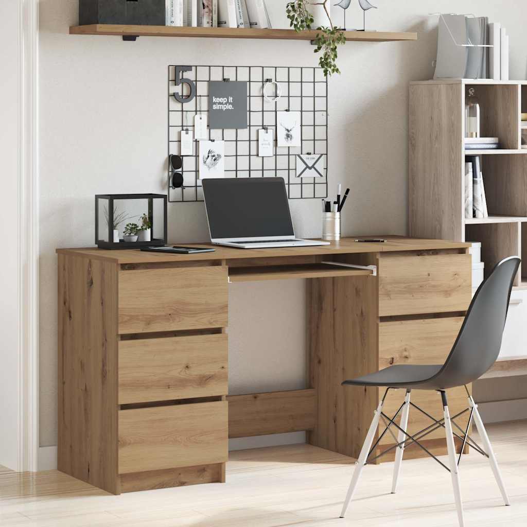 foto del prodotto scrivania rovere artigianale 140x50x77 cm in legno multistrato