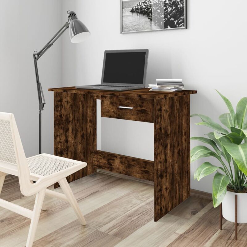 foto del prodotto scrivania rovere fumo 100x50x76 cm in legno multistrato vidaxl