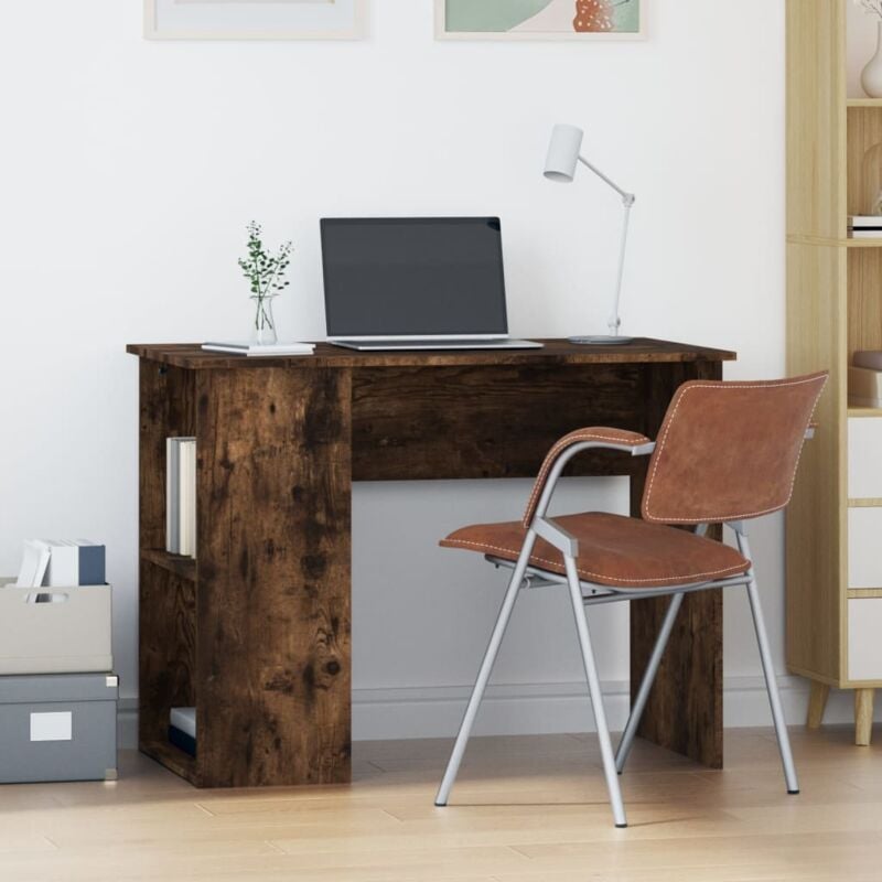 foto del prodotto scrivania rovere fumo 100x55x75 cm in legno multistrato vidaxl